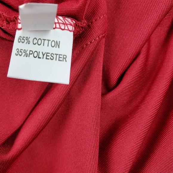 Red scoop neck pullover top faux button front L - Picture 5 of 7